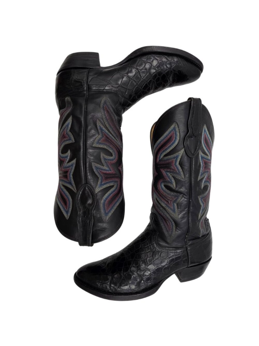 Vintage Justin Exotic Black Alligator Belly Cowboy Western Boots Mens size 9.5D - Picture 5 of 16